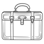 Clean outline illustration of a vintage suitcase, perfect for retro logos.