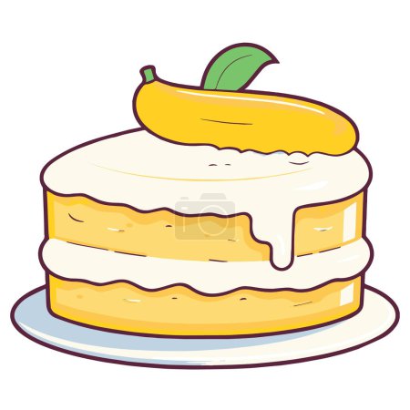 Ilustración de Vibrante representación vectorial de un icono de pastel de plátano, perfecto para envases de alimentos o diseños culinarios. - Imagen libre de derechos