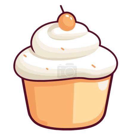Crisp vector illustration of a cupcake icon, ideal for food packaging or culinary designs.