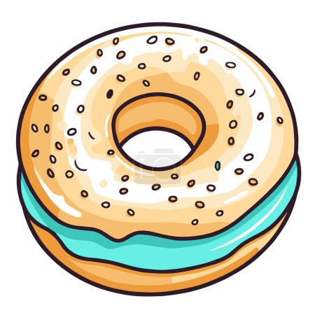 Crisp vector depiction of a bagel icon, perfect for food packaging or culinary designs.