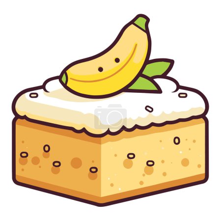 Vibrant vector depiction of a banana cake icon, perfect for food packaging or culinary designs.