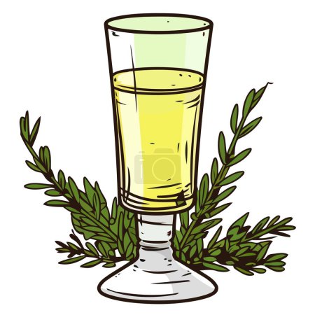 A shot glass icon with absinthe, suitable for illustrations of potent spirits and liquor related designs.
