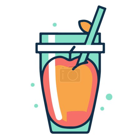 Illustration vectorielle nette d'une icône de jus de pomme, parfaite pour les étiquettes ou l'emballage de boissons naturelles.