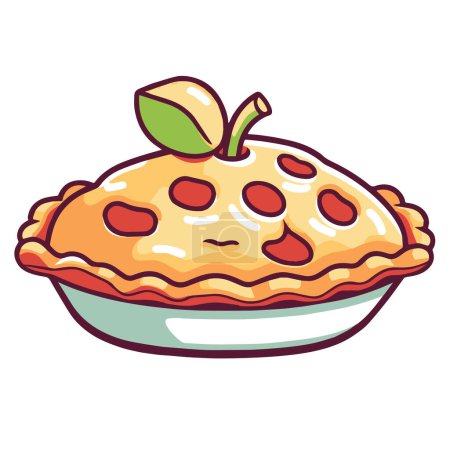 Crisp vector illustration of an apple pie icon, ideal for food packaging or culinary designs.