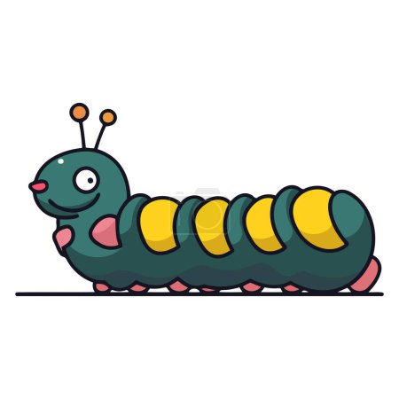 Téléchargez les illustrations : Une icône représentant un personnage de dessin animé chenille en format vectoriel, adapté pour illustrer la vie des insectes - en licence libre de droit