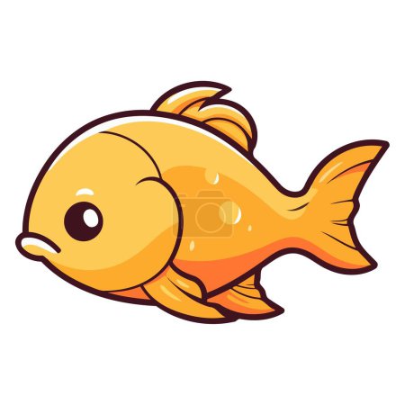Téléchargez les illustrations : Une icône représentant un personnage de dessin animé de poisson doré en format vectoriel, adapté pour illustrer la vie marine - en licence libre de droit