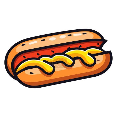 An icon representing a hot dog in vector format, suitable for illustrating food icons, picnic themes, or street food designs.