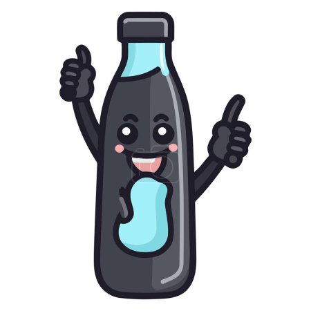 Téléchargez les illustrations : Une icône représentant un personnage de dessin animé de bouteille de sauce soja en format vectoriel, adapté pour illustrer les condiments - en licence libre de droit