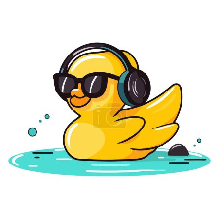Téléchargez les illustrations : Une icône représentant un canard en caoutchouc avec des lunettes de soleil en format vectoriel, adapté pour illustrer les jouets pour enfants - en licence libre de droit
