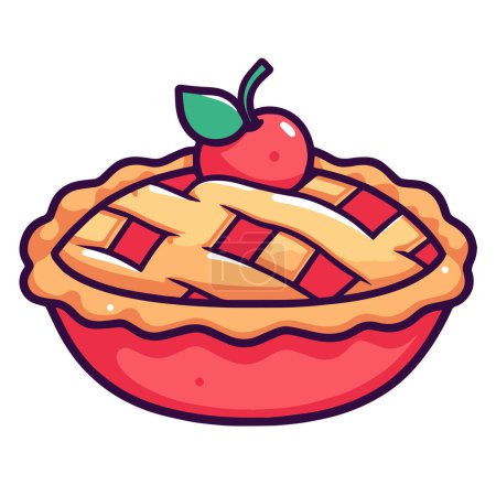 Ilustración de Ilustración vectorial crrisp de un icono de pastel de manzana, ideal para envases de alimentos o diseños culinarios. - Imagen libre de derechos