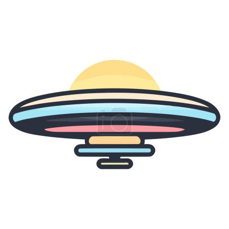 Illustration for An icon representing a cartoon UFO in vector format, suitable for depicting UFO sightings, alien ships - Royalty Free Image