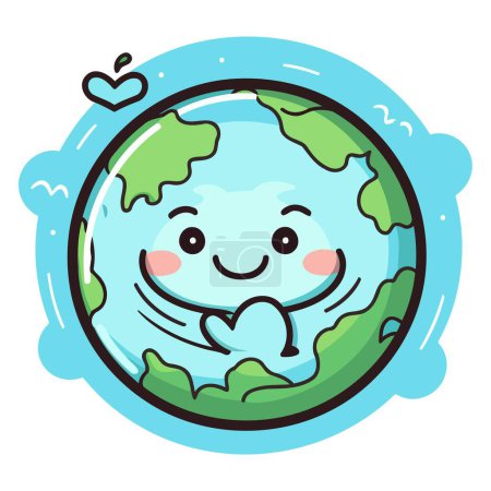 Téléchargez les illustrations : Une icône représentant la planète Terre en tant que personnage de dessin animé en format vectoriel, adapté pour illustrer des thèmes éducatifs - en licence libre de droit
