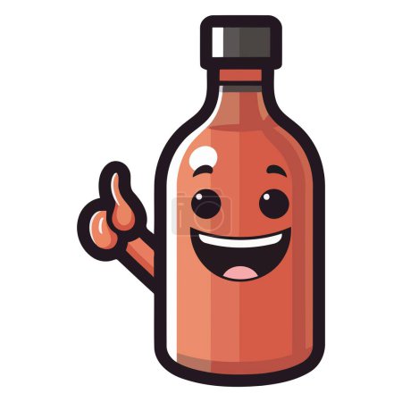 Téléchargez les illustrations : Une icône représentant un personnage de dessin animé de bouteille de sauce soja en format vectoriel, adapté pour illustrer les condiments - en licence libre de droit