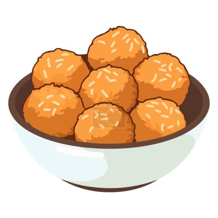 Ilustración de Un icono de arancini en formato vectorial, adecuado para representar la cocina italiana, bolas de arroz, o ilustraciones de alimentos. - Imagen libre de derechos