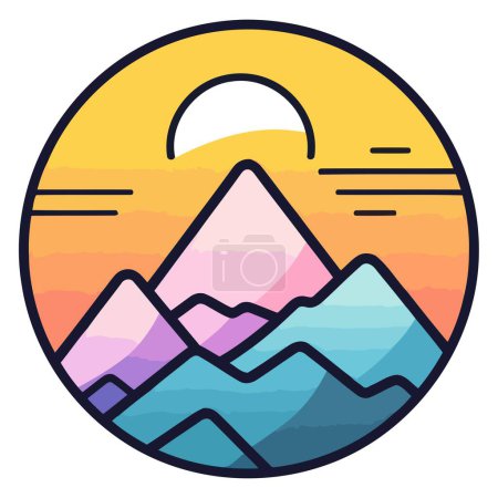 An icon representing an attractive mountain in vector format, suitable for depicting scenic views