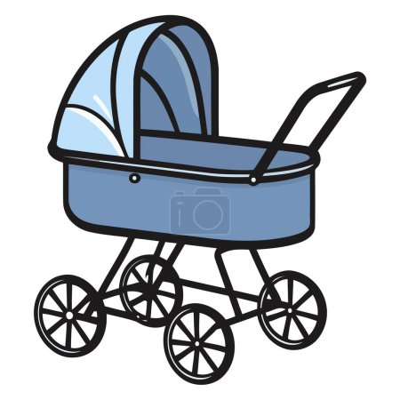 Téléchargez les illustrations : Icône représentant une poussette en format vectoriel, adaptée à la représentation de poussettes pour bébés - en licence libre de droit
