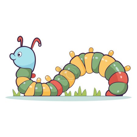 Téléchargez les illustrations : Une icône représentant un personnage de dessin animé chenille en format vectoriel, adapté pour illustrer la vie des insectes - en licence libre de droit
