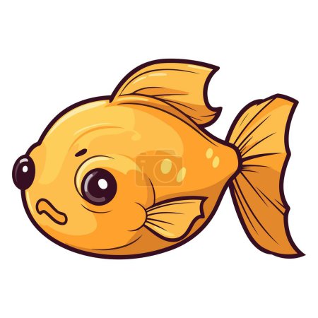 Illustration for An icon representing a golden fish cartoon character in vector format, suitable for illustrating marine life - Royalty Free Image