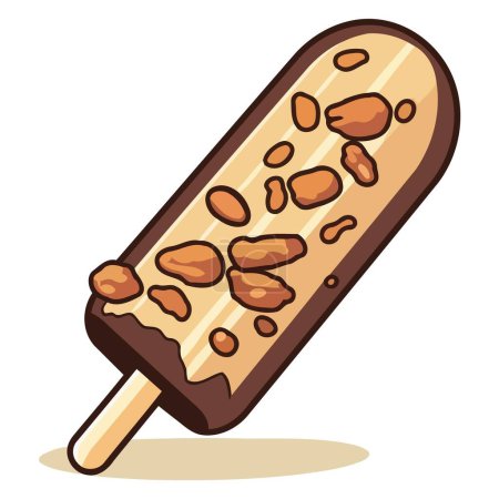 Detailed vector  of an ice cream popsicle in chocolate icon, ideal for sweet themed graphics.