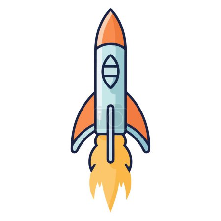 Detailed vector  of a launch rocket space icon, ideal for space exploration and futuristic graphics.