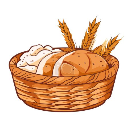 Illustration for An icon representing a cartoon rye bread, suitable for illustrating grain based foods, bakery symbols - Royalty Free Image