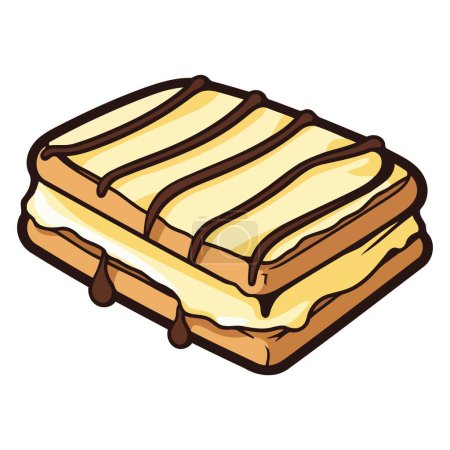 Ilustración de Ilustración de una rebanada de pan tostado con icono de chocolate en formato vectorial, perfecto para los conceptos de dulces. - Imagen libre de derechos