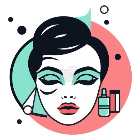 An outline vector icon for makeup cosmetics, with minimalist style showing various cosmetic tools