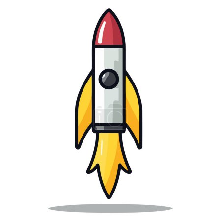 Vector detallado de un icono espacial de lanzamiento de cohetes, ideal para la exploración espacial y gráficos futuristas.
