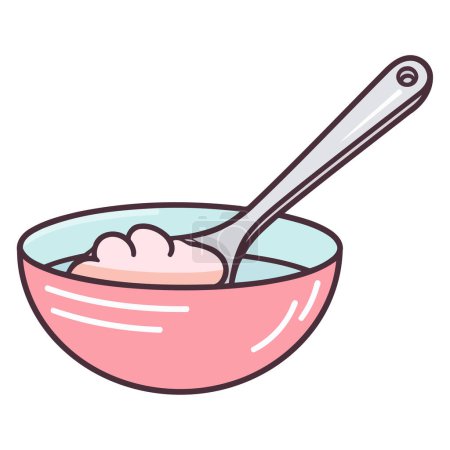 Illustration for A hand drawn vector image of a teaspoon filled with a powdered product, symbolizing precise measurement and dosage. - Royalty Free Image