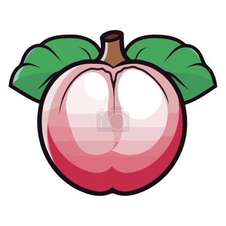 An outline vector icon of mangosteen, highlighting its unique appearance