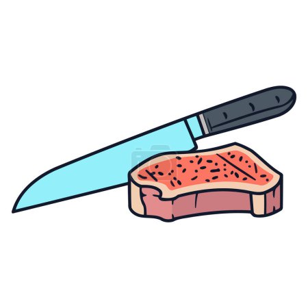 Ilustración de Un icono de vector de contorno de cuchillo de carnicero o cuchilla, destacando su hoja rectangular típica - Imagen libre de derechos