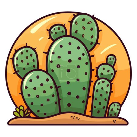 A vector based icon of the Mexican nopal cactus, featuring distinct flat pads with small thorns