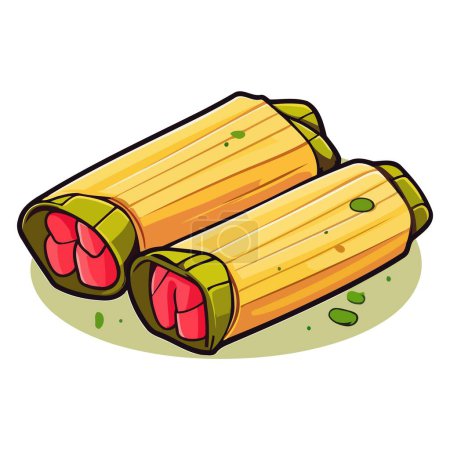 A vector based icon of tamale, emphasizing its characteristic shape and spicy flavor