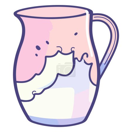 Téléchargez les illustrations : Une icône vectorielle représentant un flux de lait qui coule d'une cruche en verre - en licence libre de droit