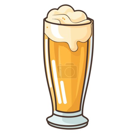 Téléchargez les illustrations : Icône haute tasse avec bière légère avec mousse dans le vecteur. - en licence libre de droit
