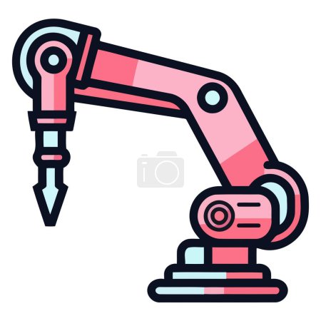 An outline vector icon of mechanical robot arm, emphasizing its robotic structure and flexible movement