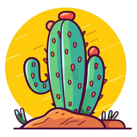 Une icône vectorielle du cactus nopal mexicain, avec des coussinets plats distincts avec de petites épines