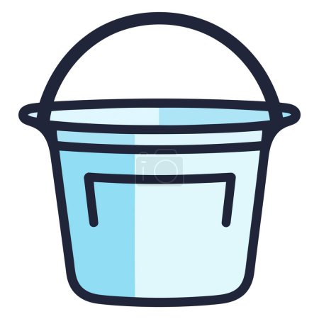 Illustration for A vector based glyph icon of metal bucket, emphasizing its sturdy construction and characteristic handle - Royalty Free Image