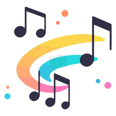 Illustration for A vector based icon of music notes, featuring a mix of quarter notes and eighth notes - Royalty Free Image