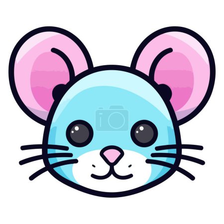 Une icône vectorielle d'un rat, avec un contour simple avec des moustaches et un nez pointu
