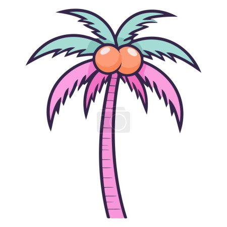 Ein vektorbasiertes Symbol einer Palme, das einen einfachen Umriss mit einem langen Stamm und breiten Blättern aufweist