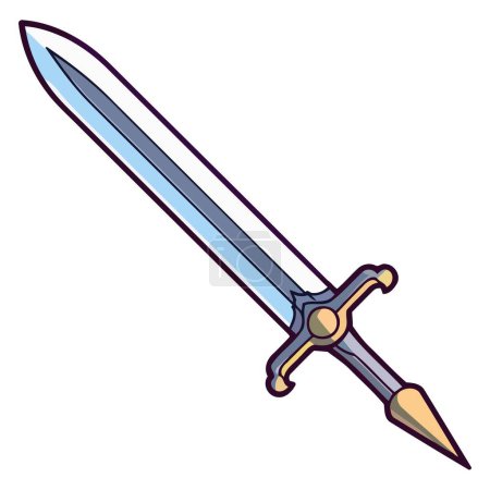 A vector based outline of medieval sword, emphasizing the sleek blade and traditional hilt design with crossguard.