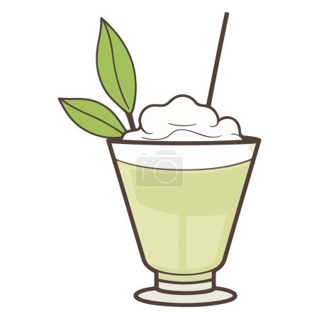 Une icône vectorielle contour de thé vert matcha pops de yaourt ou de crème glacée