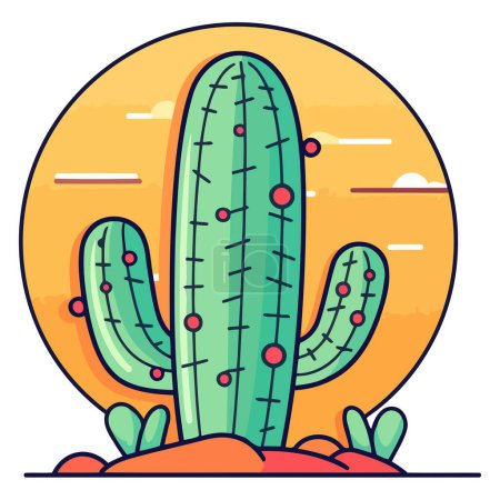 Une icône vectorielle du cactus nopal mexicain, avec des coussinets plats distincts avec de petites épines