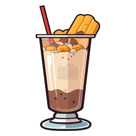 A vector based icon depicting a milkshake with ice cream, emphasizing the tall glass filled
