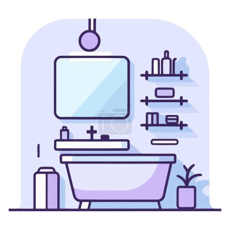 An icon illustrating a bathroom, designed in a simple vector style, showcasing typical bathroom elements.