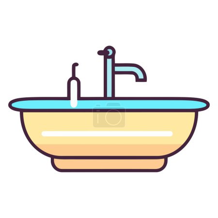 Un icono que ilustra un cuarto de baño, diseñado en un estilo vectorial simple, mostrando elementos típicos del baño.
