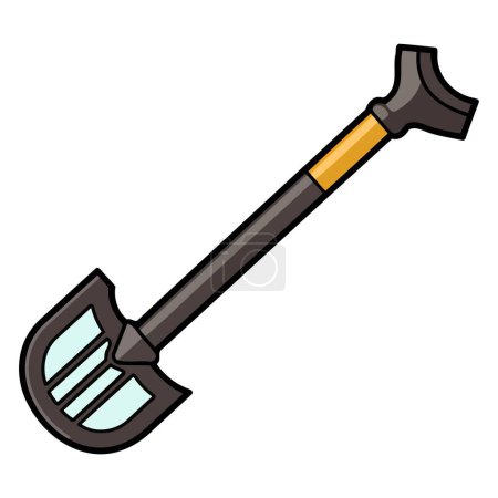 Un icono que ilustra una pala de bayoneta utilizada para la zanja y la excavación, dibujado en un estilo de vector simple.