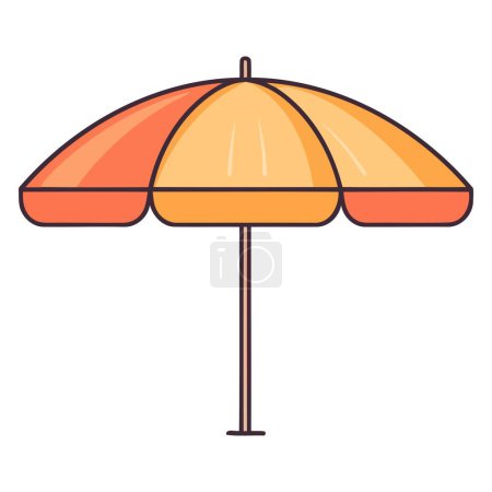 Ein Symbol, das einen Strohschirm für den Strand darstellt, gezeichnet in einem einfachen Vektorstil, um tropische Stimmung zu vermitteln.