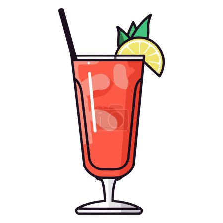 Un icono que representa un cóctel Bloody Mary, diseñado en un estilo de vector simple